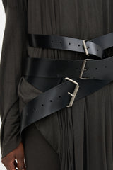 Ann Demeulemeester FW 2018 Leather Triple Buckle Belt