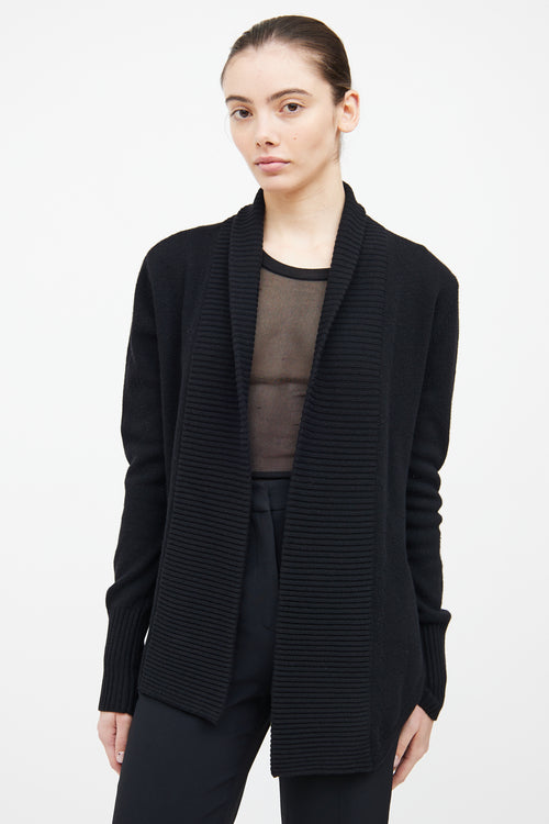 Black Wool Knit Cardigan