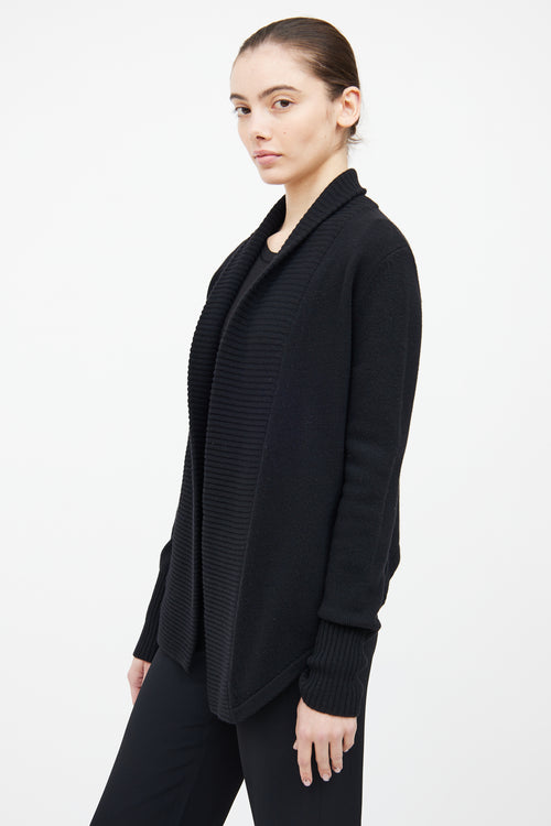 Black Wool Knit Cardigan