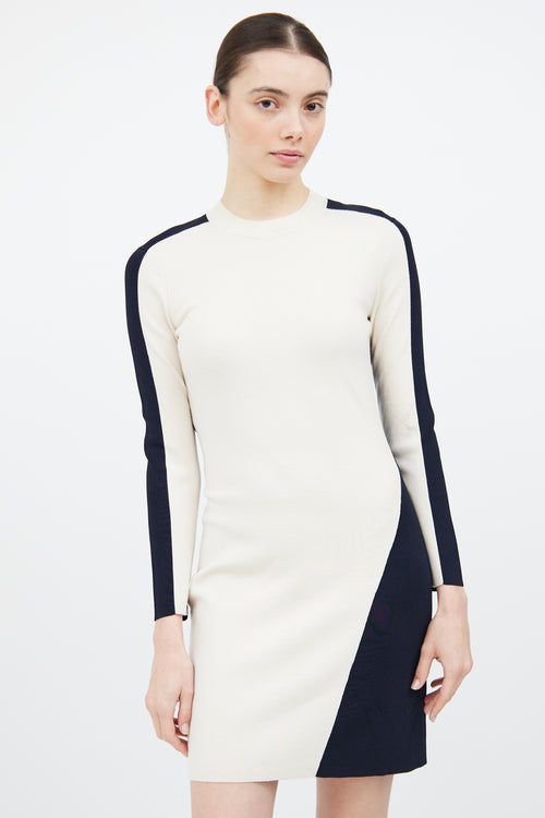 Rag & Bone Cream & Navy Wool Knit Sweater Dress