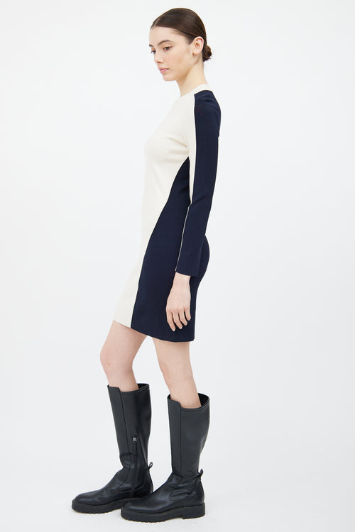 Rag & Bone Cream & Navy Wool Knit Sweater Dress