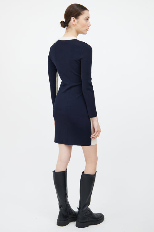 Rag & Bone Cream & Navy Wool Knit Sweater Dress