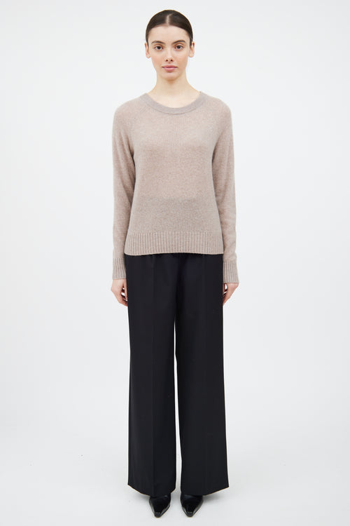 White + Warren Beige Cashmere Knit Crewneck Sweater