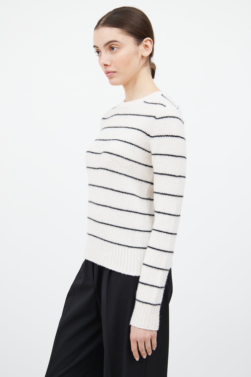 Vince White & Black Cashmere Knit Striped Sweater