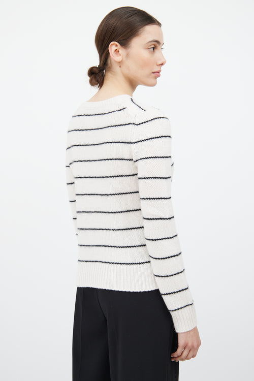 Vince White & Black Cashmere Knit Striped Sweater