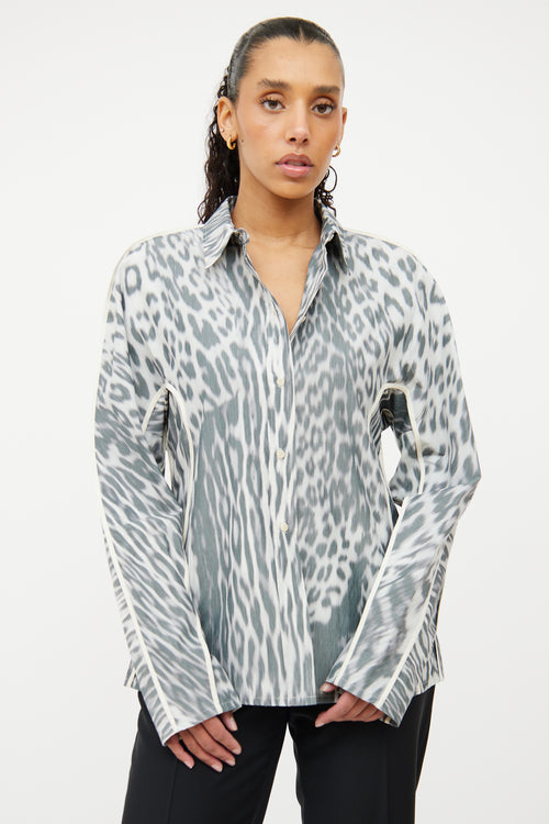 Anette Gortz Grey Patterned Button-Up Top