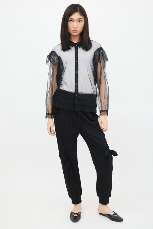 Anrealage Black Ruffled Mesh Shirt