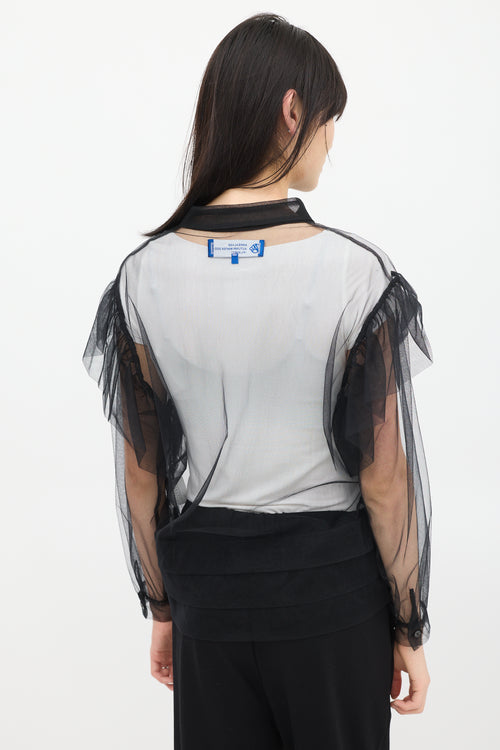 Anrealage Black Ruffled Mesh Shirt