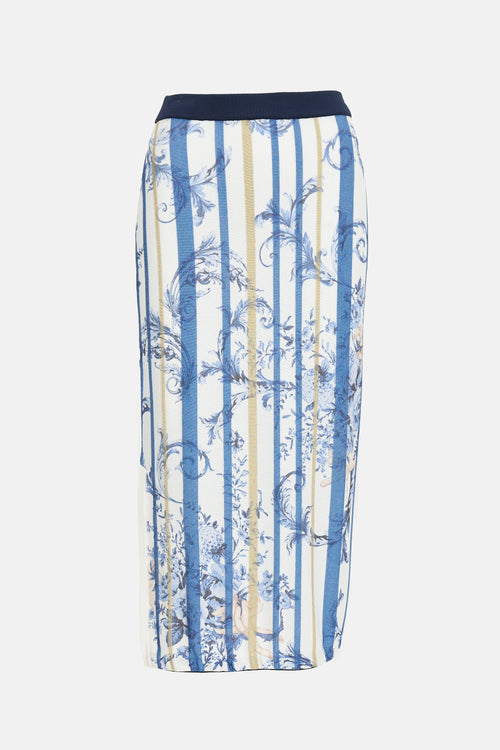 Antonio Marras Floral & Striped Knit Skirt