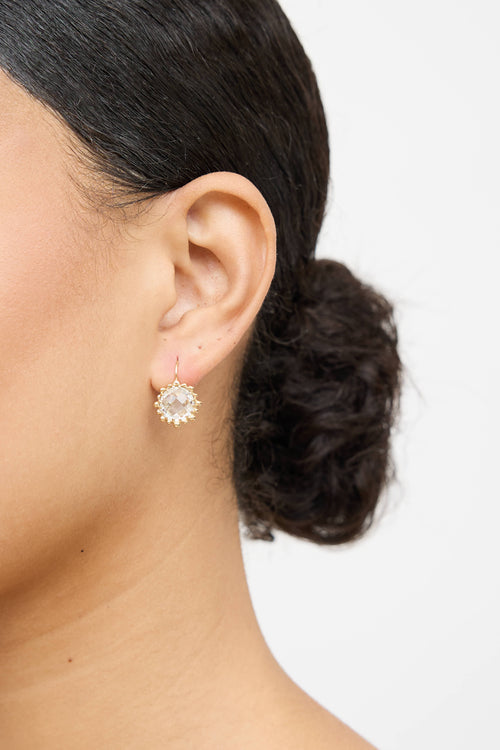 Anzie 14K Yellow Gold Dew Drop Snowflake Earrings