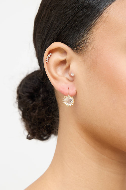 Anzie 14K Yellow Gold Dew Drop Snowflake Earrings