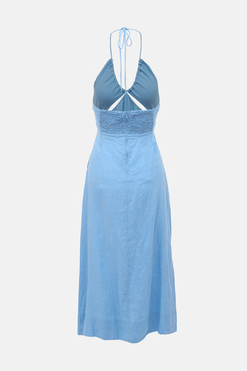 Apiece Apart Linen Halter Cutout Dress