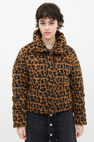 Apparis Brown & Black Printed Faux Fur Puffer