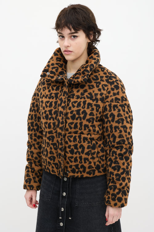 Apparis Brown & Black Printed Faux Fur Puffer