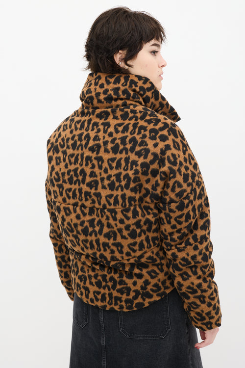 Apparis Brown & Black Printed Faux Fur Puffer