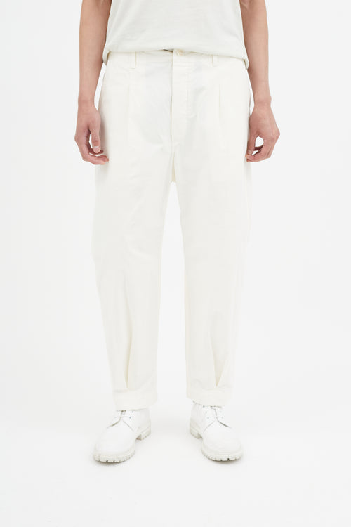 Applied Art Forms Cream Pleated Cargo Trouser