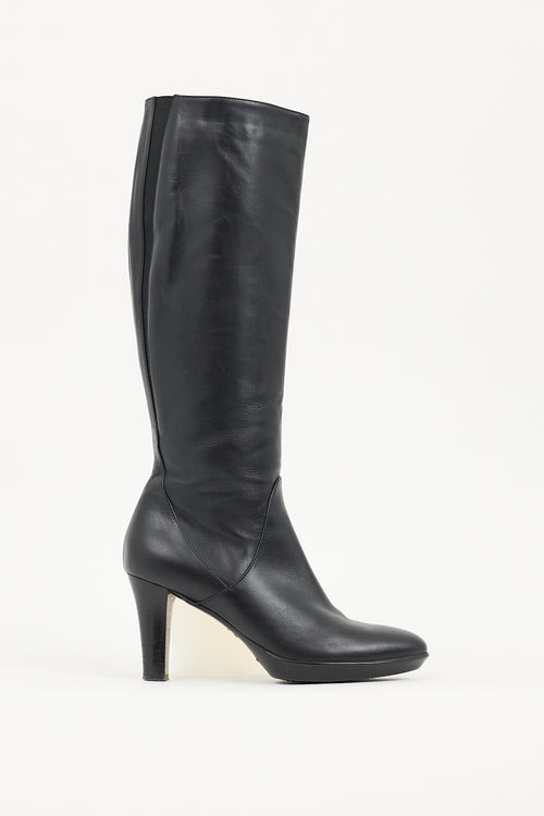 Aquatalia Black Leather Knee High Boot