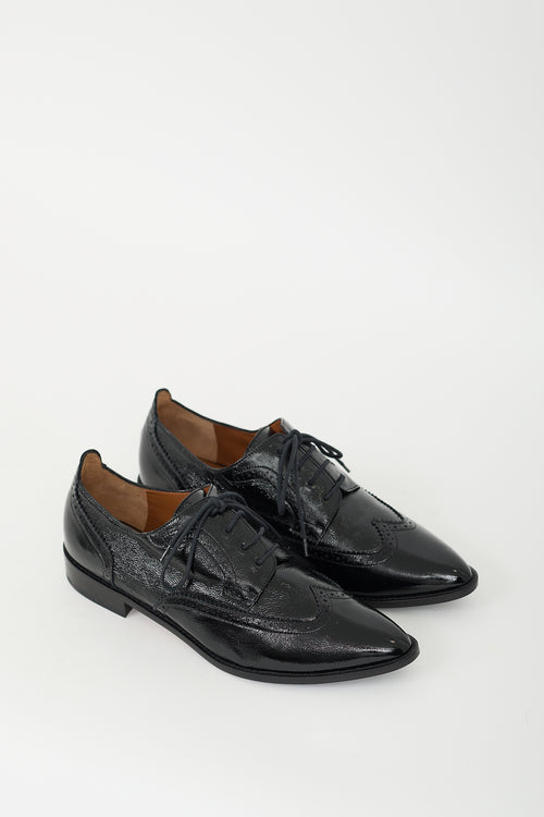 Aquatalia Black Patent Leather Brogue Derby