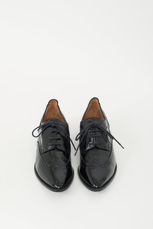 Aquatalia Black Patent Leather Brogue Derby