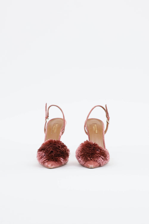 Aquazzura Velvet Puff Slingback Heel