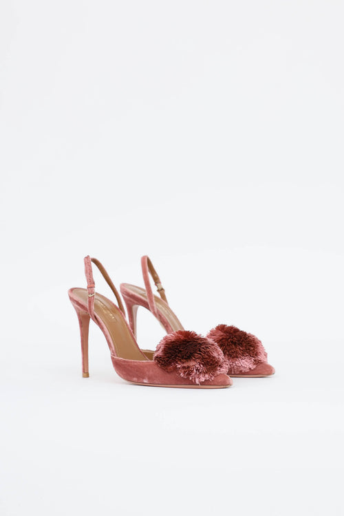 Aquazzura Velvet Puff Slingback Heel