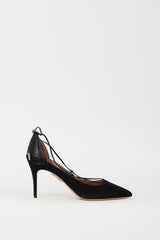 Aquazzura Black Suede Fellini Strappy Heel