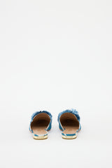 Aquazzura Blue & Cream Puff Flat Mule