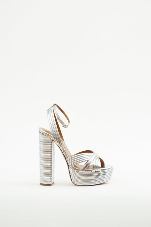 Aquazzura Silver Sundance Plateau Pump