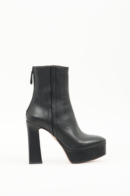 Aquazzura Black Leather Groove Platform Boot