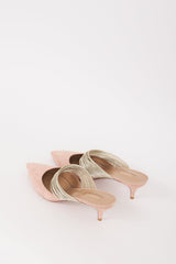 Aquazzura Beige & Gold Rendez Vous Pump