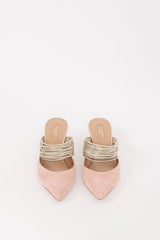 Aquazzura Beige & Gold Rendez Vous Pump