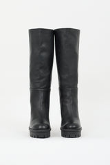 Aquazzura Black Leather Lug Boot