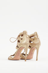 Aquazzura Gold Leather Beverly Hills 105 Heel