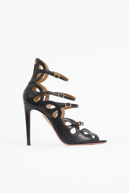 Aquazzura Leather Buckle Scallop Sandal