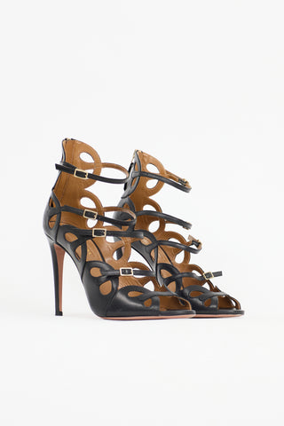 Aquazzura Leather Buckle Scallop Sandal