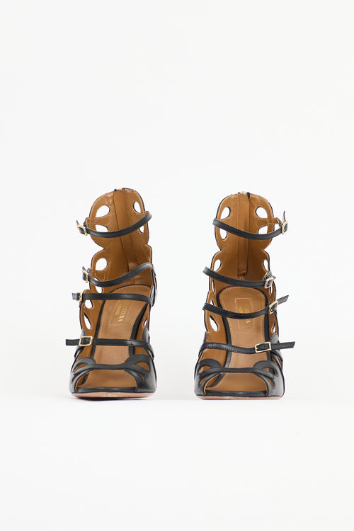 Aquazzura Leather Buckle Scallop Sandal