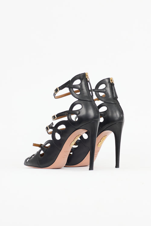 Aquazzura Leather Buckle Scallop Sandal