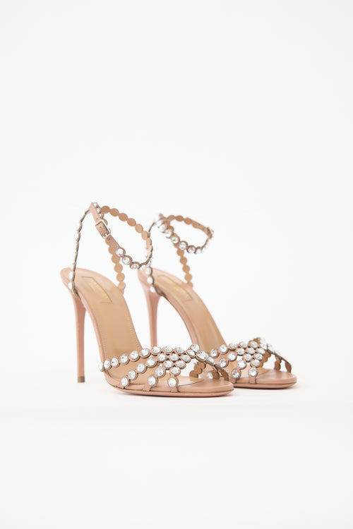 Aquazzura Leather Embellished Tequila Sandal