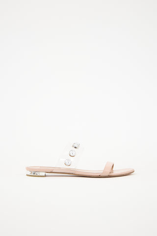 Aquazzura Leather & PVC Crystal Slide