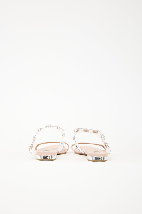 Aquazzura Leather & PVC Crystal Slide