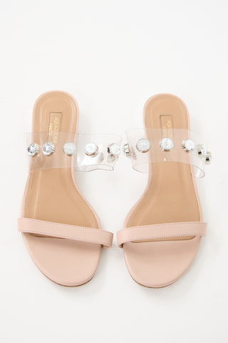 Aquazzura Leather & PVC Crystal Slide