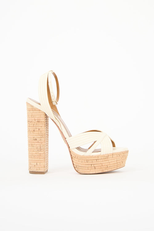 Aquazzura Leather & Cork Sundance Heel