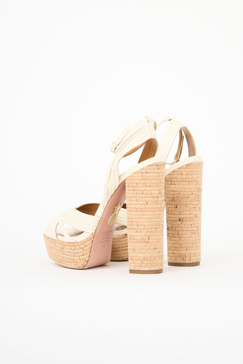 Aquazzura Leather & Cork Sundance Heel