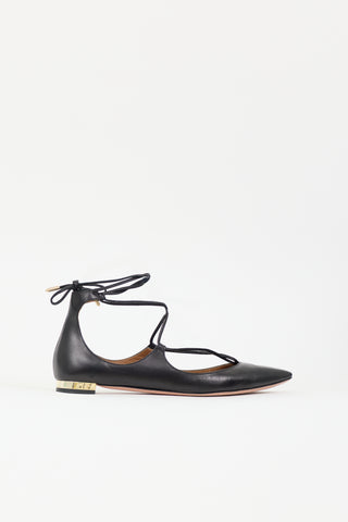 Aquazzura Leather Christy Lace Up Flat