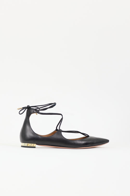 Aquazzura Leather Christy Lace Up Flat