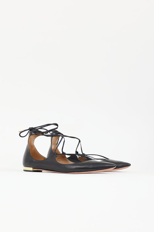 Aquazzura Leather Christy Lace Up Flat