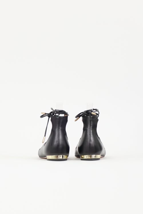 Aquazzura Leather Christy Lace Up Flat