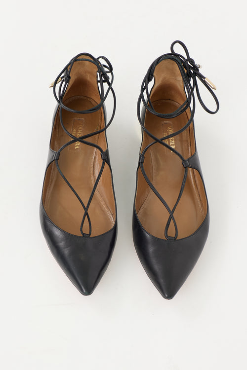 Aquazzura Leather Christy Lace Up Flat