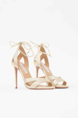 Aquazzura Metallic Leather Ari Sandal