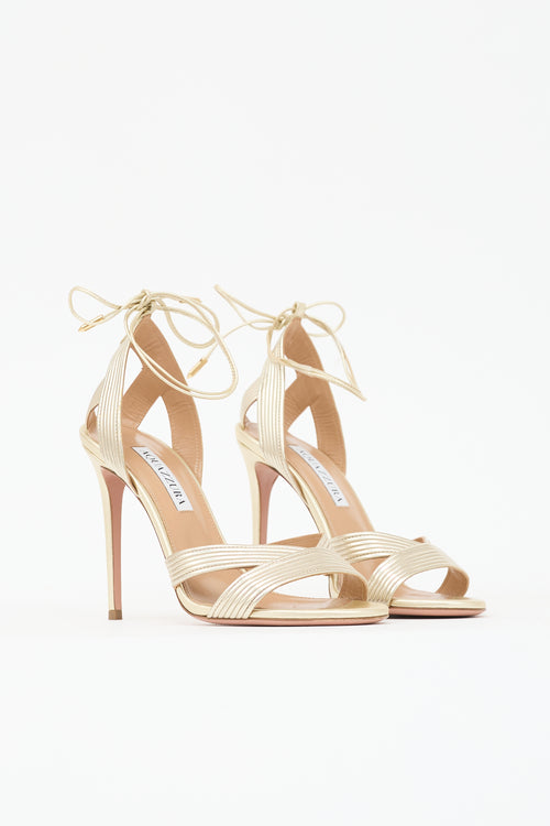 Aquazzura Metallic Leather Ari Sandal